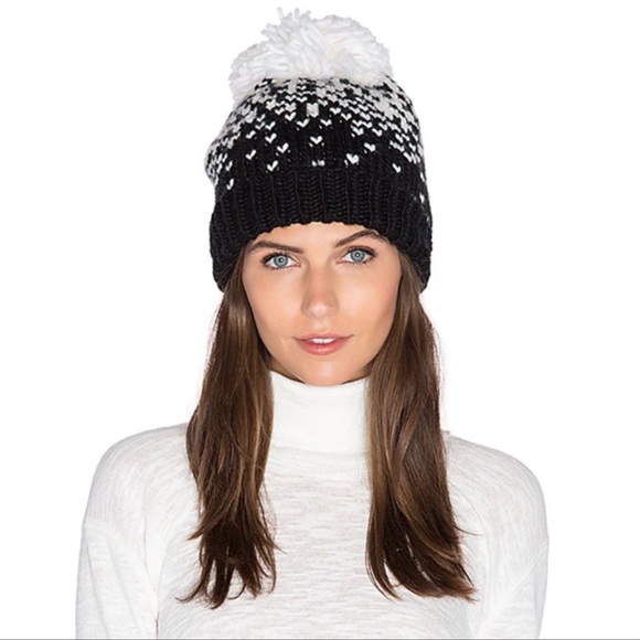 Eugenia Kim Accessories - Genie Eugenia Kim REVOLVE Brady Acrylic Knit Black White Pom Pom Beanie Hat